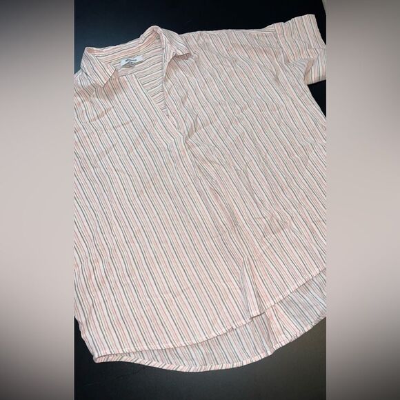 Madewell Courier Button-Back Oversized Fit Striped Shirt Size Medium EUC - Picture 2 of 11